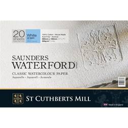 Saunders Waterford 10 x7 100% cotton white CP 20 sheet block 300gsm watercolour paper