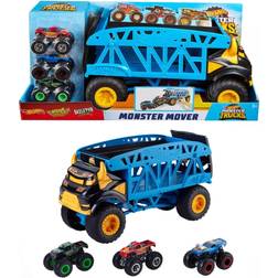 Hot Wheels Monster Trucks Monster Mover 3 Trucks Vehicle Bundle, Toy Car Hauler, Holds 12 1:64 Scale Monster
