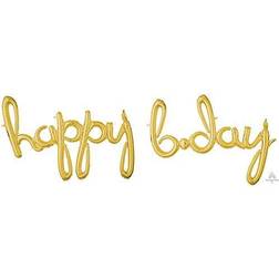 anagram happy bday gold script phrase air filled foil balloon