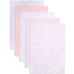 Burt's Bees Baby Burp Cloths, 100% Organic Cotton Absorbent 5-Pack Drool Cloths (Blossom Pink Variety Prints)