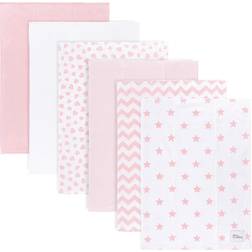 Burp Cloths 6 Pack Large 100% Cotton Washcloths Double Layered Burping Cloths Extra Absorbent and Soft for Boys and Girls by Comfy Cubs (Pink, Pack of 6)