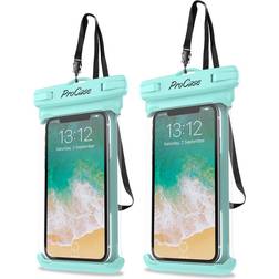 Procase Universal Waterproof Case Phone Dry Bag Pouch Compatible with iPhone 13 Pro Max Mini, 12 11 Pro Max XR XS X 8 7 6S Plus SE, Galaxy S21 S20 S10 S9 Note 10 9 Pixel Up to 7" -2 Pack, Green