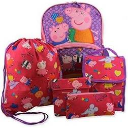 Peppa Pig Girls 5 piece Backpack and Lunch Bag School Set Multi One Size