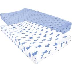 Hudson Baby Infant Boy Cotton Changing Pad Cover Blue Whale One Size