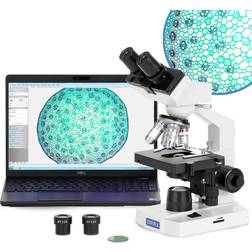 OMAX 40X-2000X Lab LED Binocular Compound Microscope with Double Layer Mechanical Stage and Coaxial Coarse/Fine Focusing Knob