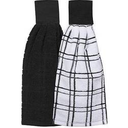 Ritz Solid And Multi Check Tie Kitchen Towel Black