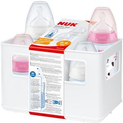 Nuk Starter Set First Choice ⁺ Temperatur Control från födseln rosa/vit