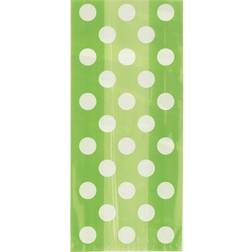 Unique 20 Lime Green Spotty Cellophane Gift Bags