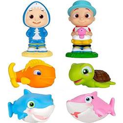 Jazwares CoComelon Bath Squirter Toys, 6 Pieces Includes JJ, Baby Shark, Mommy Shark, Turtle & Goldfish Water Toys for Toddlers & Kids Ages 18 Months