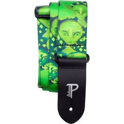 Perri s Polyester Guitar Strap Green Aliens, 2In Wide