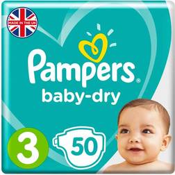 Pampers 50 Baby Dry Nappies ~ Size 3 ~ 6-10kg