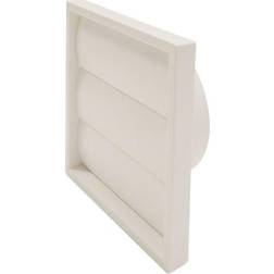 Manrose 150mm/6" External Wall Grille White with Round Spigot and Gravity Shutters 1202W