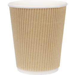Fiesta Disposable Coffee Cups Ripple Wall Kraft 225ml 8oz (Pack of 25)