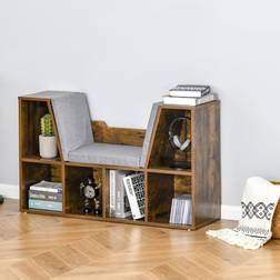 Homcom Bookcase Shelf Storage Seat with Cushion Sideboard Reading
