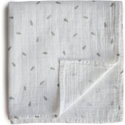 Mushie Muslin Swaddle Blanket Organic Cotton Leaves