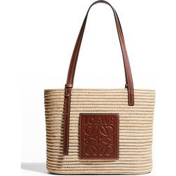Loewe Leather-trimmed raffia tote beige One size fits all