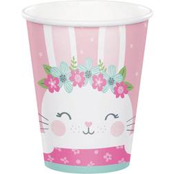 8 Bunny Rabbit Paper Party Cups, 1st Birthday Paper Cups, Girls Birthday, Easter Party, Childrens Pink Party Cups, Cute Kids Party