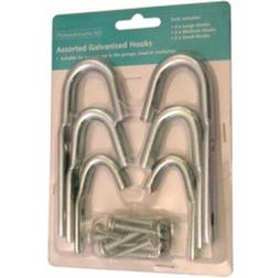 None Galvanised Hooks Assorted Sizes 6 Pack