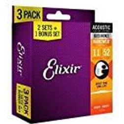 Elixir 16538 Acoustic 80/20 Bronze NANOWEB 011-052 3-pack