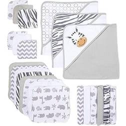 Spasilk 23-Piece Zebra Towel And Washcloth Bath Gift Set In Grey/white Grey 23