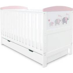 Ickle Bubba Coleby Style Cot Bed with Under Drawer Elephant Love 29.5x56.7"