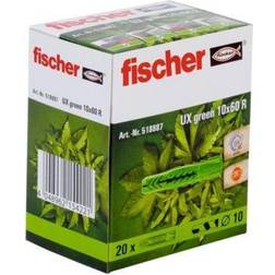 Fischer universal nylondybel UX 10x60 R Green, mindst 50% bæredygtigt mat. pk a 20stk