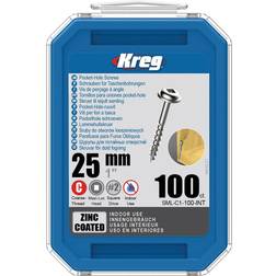 Kreg SML-C1-100-EUR Pocket Screws 25mm/1in 8 Coarse Washer-Head 100pk