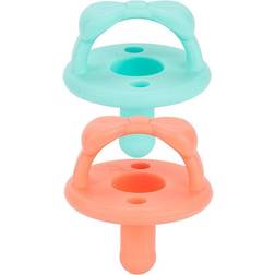 Itzy Ritzy Sweetie Soother 2-Pack Silicone Pacifier In Coral/aqua Coral 2 Pack