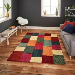 Think Rugs Brooklyn 21830 Hand Yellow, Red, Green