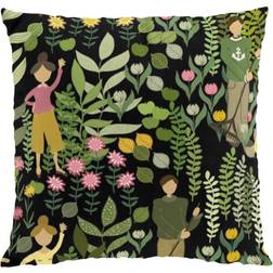 Arvidssons Textil Trädgård 47x47 Cushion Cover Black, Green, Blue
