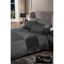 Sienna Crushed with Pillow Case Duvet Cover Grey, Black, Silver