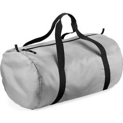 BagBase (One Size, Silver Black) Packaway Barrel Bag Duffle Water Resistant Travel Bag (32 Litres)