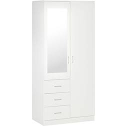 Homcom Mirror Wardrobe with Adjustable Shelf, Hanging Rail &3 Drawers