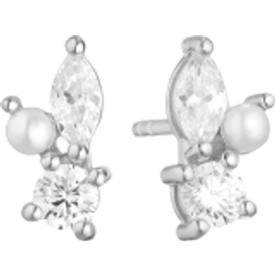 Sif Jakobs Adria Tre Piccolo Earrings - Silver/Pearls/Transparent