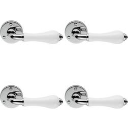 Loops 4x pair Porcelain Handle with Ringed Detailing 58mm Round Rose