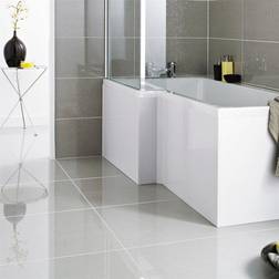 Ceramica Shaped Shower Bath End Panel Modern Bathroom White Gloss mdf 680x540mm