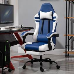 Vinsetto Swivel Gaming Chair with Footrest Headrest Blue