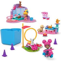 Mega Bloks Barbie Girls' Toy Building Sets Barbie Color Reveal Train 'n Wash Pets Toy Set