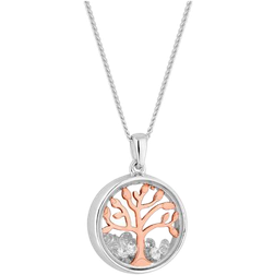 Simply Silver Tree Of Love Shaker Pendant Necklace - Silver/Rose Gold/Transparent