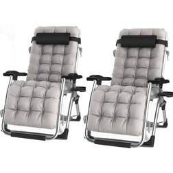 Groundlevel Luxury Recliner Extra Wide Gravity Chairs With Cup Holder Set Of 2