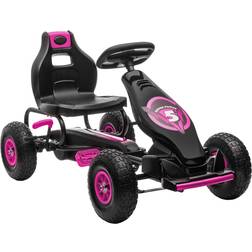Homcom Children Pedal Go Kart with Adjustable Seat Rubber Wheels Pink