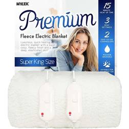 Mylek Electric Blanket Bed Fleece Fitted Heated Mattress Cover White Superking