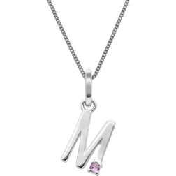 Gemondo Initial Letter Charm Necklace - White Gold/Purple