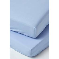 Homescapes Cotton Cot Bed Fitted Sheets 200 Thread Count, 2 Pack