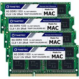 TIMETEC Hynix IC 32GB KIT(4x8GB) Compatible for Apple 27 inch Mid 2010 21.5/27 inch Mid 2011 iMac DDR3 1333MHz PC3-10600 CL9 204 Pin SODIMM Upgrade