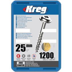 Kreg SML-C1-1200-EUR Pocket Screws 25mm/1in 8 Coarse Washer-Head 1200pk