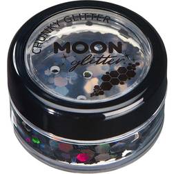 Moon Glitter Holographic Chunky Glitter 100% Cosmetic Glitter for Face Body Nails Hair and Lips 0.10oz Black