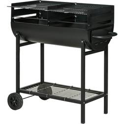 OutSunny Trolley Portable Charcoal bbq Grill Cart 2 Rolling Wheels Black