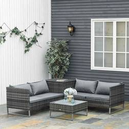 OutSunny 4 Piece Wicker Sofa Outdoor Lounge Set