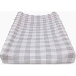 Burt's Bees Baby Organic Cotton Jersey Changing Pad Cover in Fog Buffalo Check